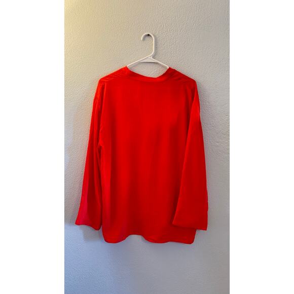 Zara Red V-Neck Blouse Women’s Medium - Picture 4 of 6